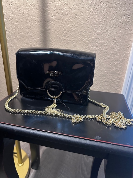 Jimmy Choo Handbags - Jimmy Choo Black Patent Crossbody Bag with Gold Chain